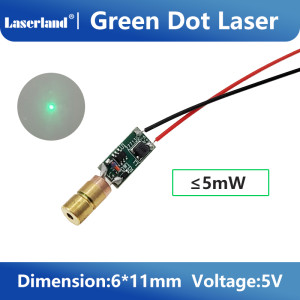 Laserland 0611 Small Volume 515nm Green Dot Laser Generator Module 5mW 5V